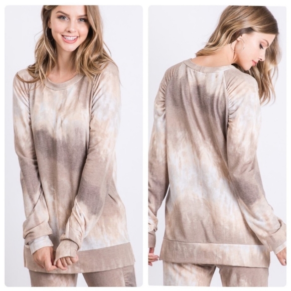 NWT First Love French Terry Tie-Dye long-sleeved top. - Picture 4 of 10